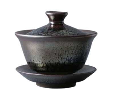 Jianzhan "Oil Spot" Hand-Made Stoneware Gaiwan